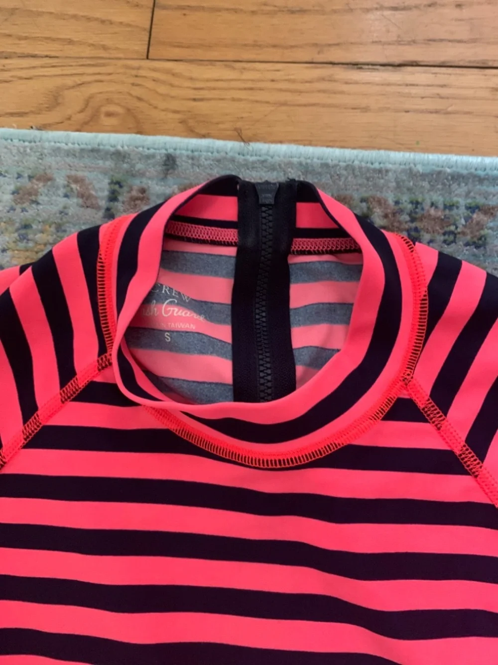 J. Crew Red & Navy Stripe Swimsuit Rashguard Top & Bikini Bottom